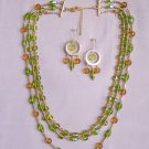 Green and gold glass set - Gold Plate Jewelry for Her