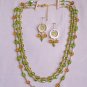Green and gold glass set - Gold Plate Jewelry for Her