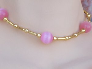Cat's eye "Tin Cup" style set- Gold and pink