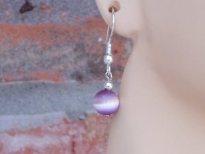 Cats eye "Tin Cup" style set - silver with purple