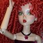 Maroon enamel flower on satin choker - Fashion Doll Jewelry