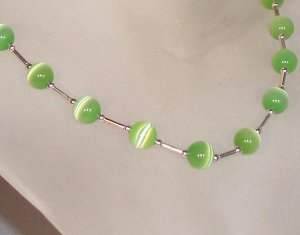 Lime green cat's eye "Tin Cup" style set