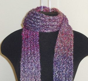 Berry tones boucle scarf with fringe