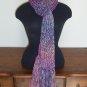 Berry tones boucle scarf with fringe