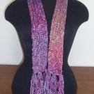 Mini berry tone boucle scarf with fringe