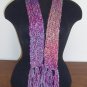 Mini berry tone boucle scarf with fringe