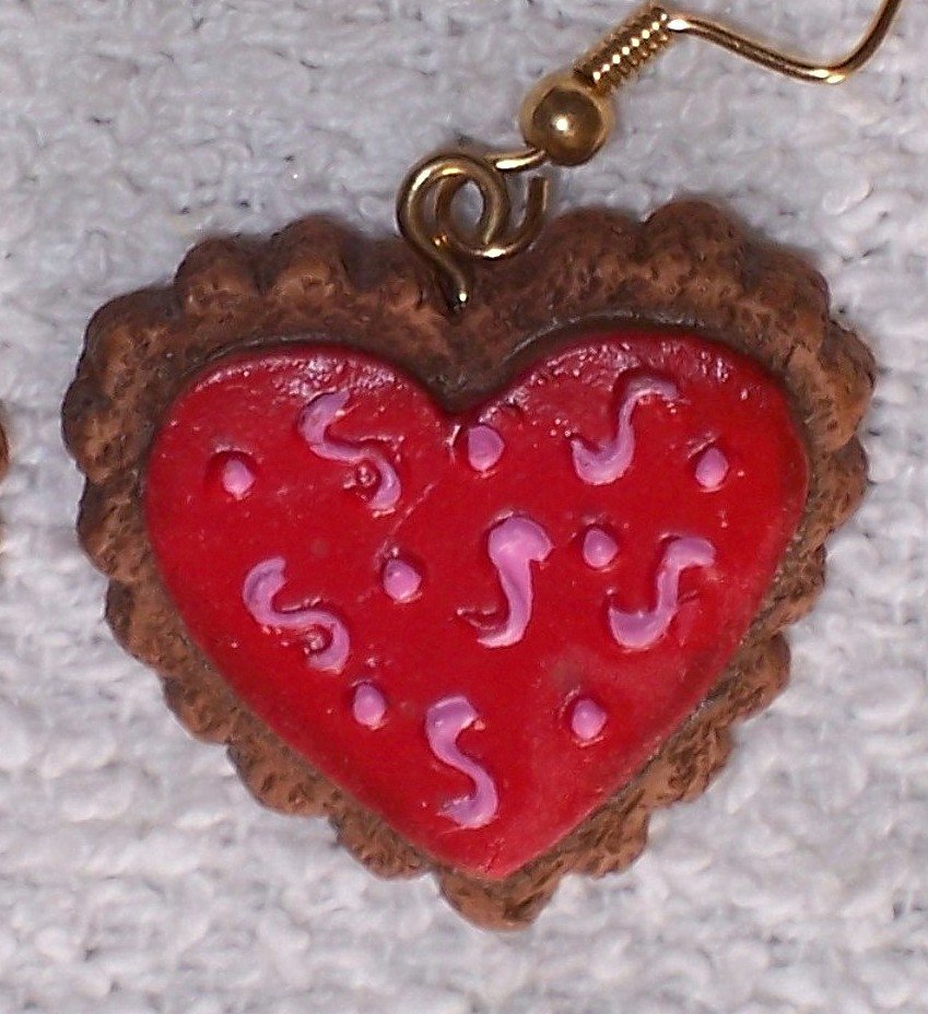 Red with pink squiggles n dots earrings