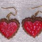 Red with pink squiggles n dots earrings