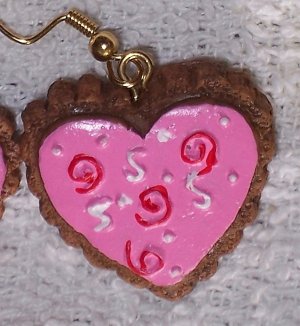 Pink with red swirls earrings