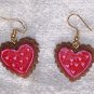 Red with pink hearts n dots earrings
