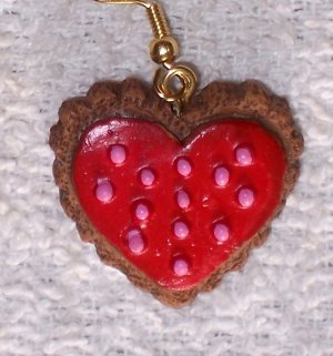 Red with pink dots earrings