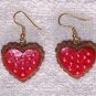 Red with pink dots earrings