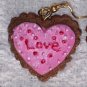 Pink with red Love earrings