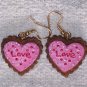 Pink with red Love earrings