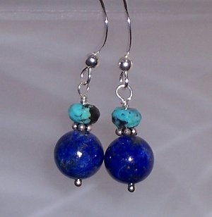 Lapis Lazuli, turquoise and sterling earrings