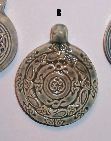 Blue ceramic pendant- Concentric Celtic Motif