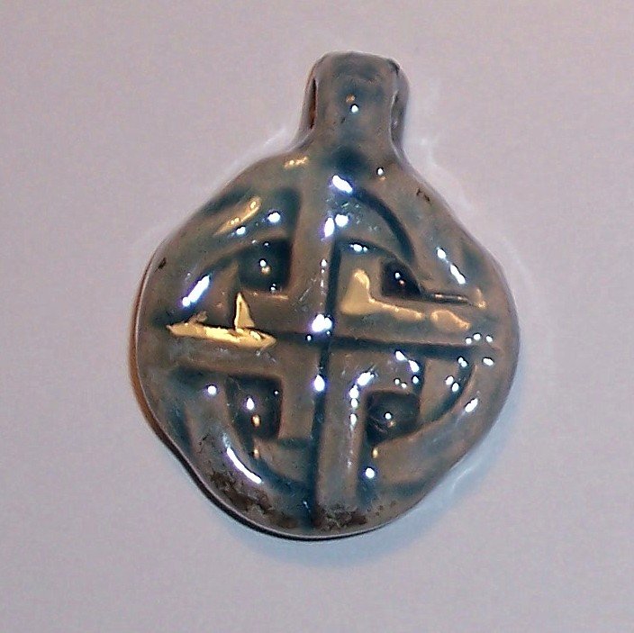 Blue ceramic pendant- Simple Celtic Knot