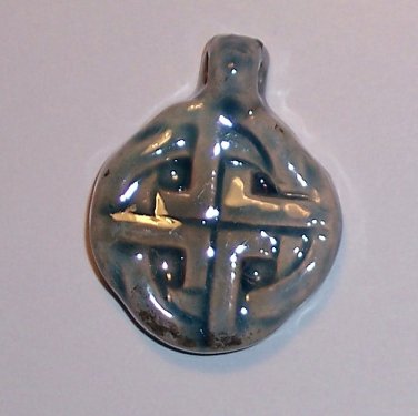 Blue ceramic pendant- Simple Celtic Knot