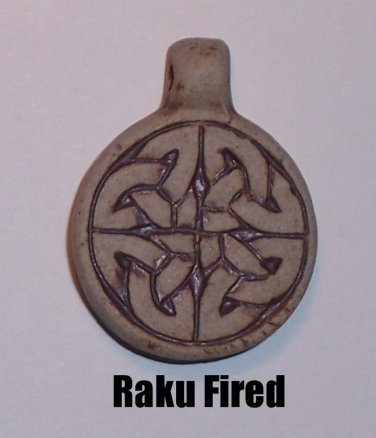 Raku ceramic pendant- Simple Celtic Knot