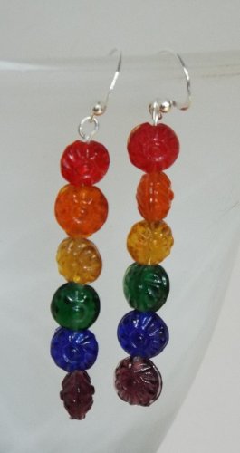 Rainbow Floral Glass Earrings
