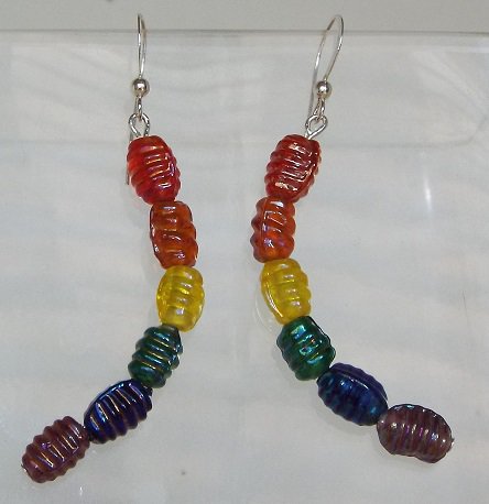 Curved Rainbow Barrel Earrings