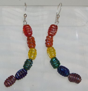 Curved Rainbow Barrel Earrings