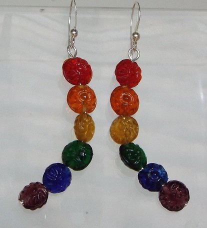 Curved Rainbow Flower Earrings