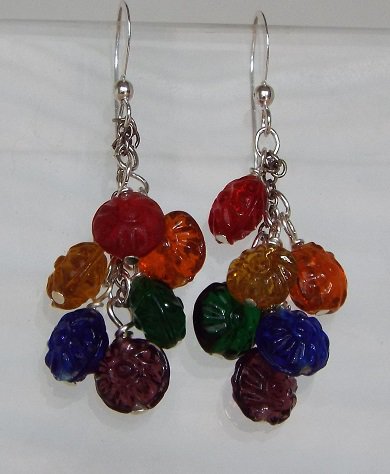 Floral Rainbow Cluster Earrings