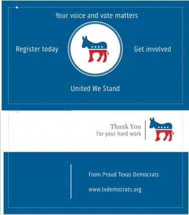 Democratic Thank You Cards (Texas)