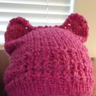 Knit Pussy Hat- Pink Boucle yarn