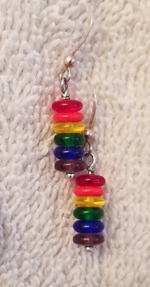 Rainbow Stacked Discs Earrings