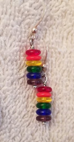 Rainbow Stacked Discs Earrings
