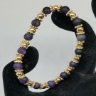 Dark Fluorite & Gold Stretch Bracelet