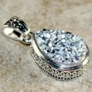 SILVER Vintage Style Shiny Silver Rainbow Titanium Druzy Drusy Teardrop Pendant SILVER Vintage Style Shiny Silver Rainbow Titanium Druzy Drusy Teardrop Pendant