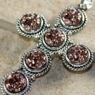 Silver Elegant Copper Rainbow Titanium Druzy Cross PENDANT Silver Elegant Copper Rainbow Titanium Druzy Cross PENDANT