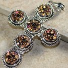 Silver Elegant Golden Rainbow Titanium Druzy Cross PENDANT Silver Elegant Golden Rainbow Titanium Druzy Cross PENDANT
