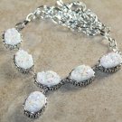 Silver Vintage Style White Rainbow Titanium Druzy Necklace Silver Vintage Style White Rainbow Titanium Druzy Necklace