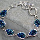 Silver Vintage Style Blue Green Rainbow Titanium Druzy Teardrop Bracelet Silver Vintage Style Blue Green Rainbow Titanium Druzy Teardrop Bracelet