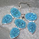 SILVER Vintage Style Sky Blue Green Rainbow Titanium Druzy Pendant & Earrings Set SILVER Vintage Style Sky Blue Green Rainbow Titanium Druzy Pendant & Earrings Set