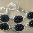 Silver Vintage Style Black Titanium Druzy Bracelet