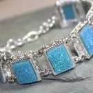 Silver Elegant Sky Blue Rainbow Titanium Druzy Rectangular Bracelet Silver Elegant Sky Blue Rainbow Titanium Druzy Rectangular Bracelet
