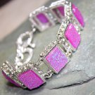 Silver Elegant Pink Red Rainbow Titanium Druzy Rectangular Bracelet Silver Elegant Pink Red Rainbow Titanium Druzy Rectangular Bracelet