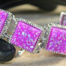 Silver Vintage Style Pink Red Rainbow Titanium Druzy Square Bracelet Silver Vintage Style Pink Red Rainbow Titanium Druzy Square Bracelet