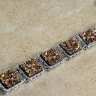 Silver Vintage Style Purple Golden Rainbow Titanium Druzy Square Bracelet