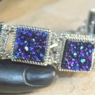 Silver Vintage Style Royal Blue Rainbow Titanium Druzy Square Bracelet Silver Vintage Style Royal Blue Rainbow Titanium Druzy Square Bracelet
