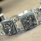 Silver Vintage Style Silver Gray Grey Titanium Druzy Square Bracelet