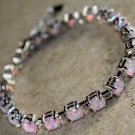 Silver Elegant Pink Fire Opal Round Bracelet