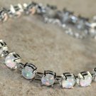 Silver Elegant White Fire Opal Round Bracelet