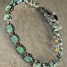Silver Elegant Green Fire Opal Round Bracelet