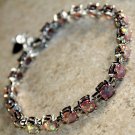 Silver Elegant Orange Fire Opal Round Bracelet